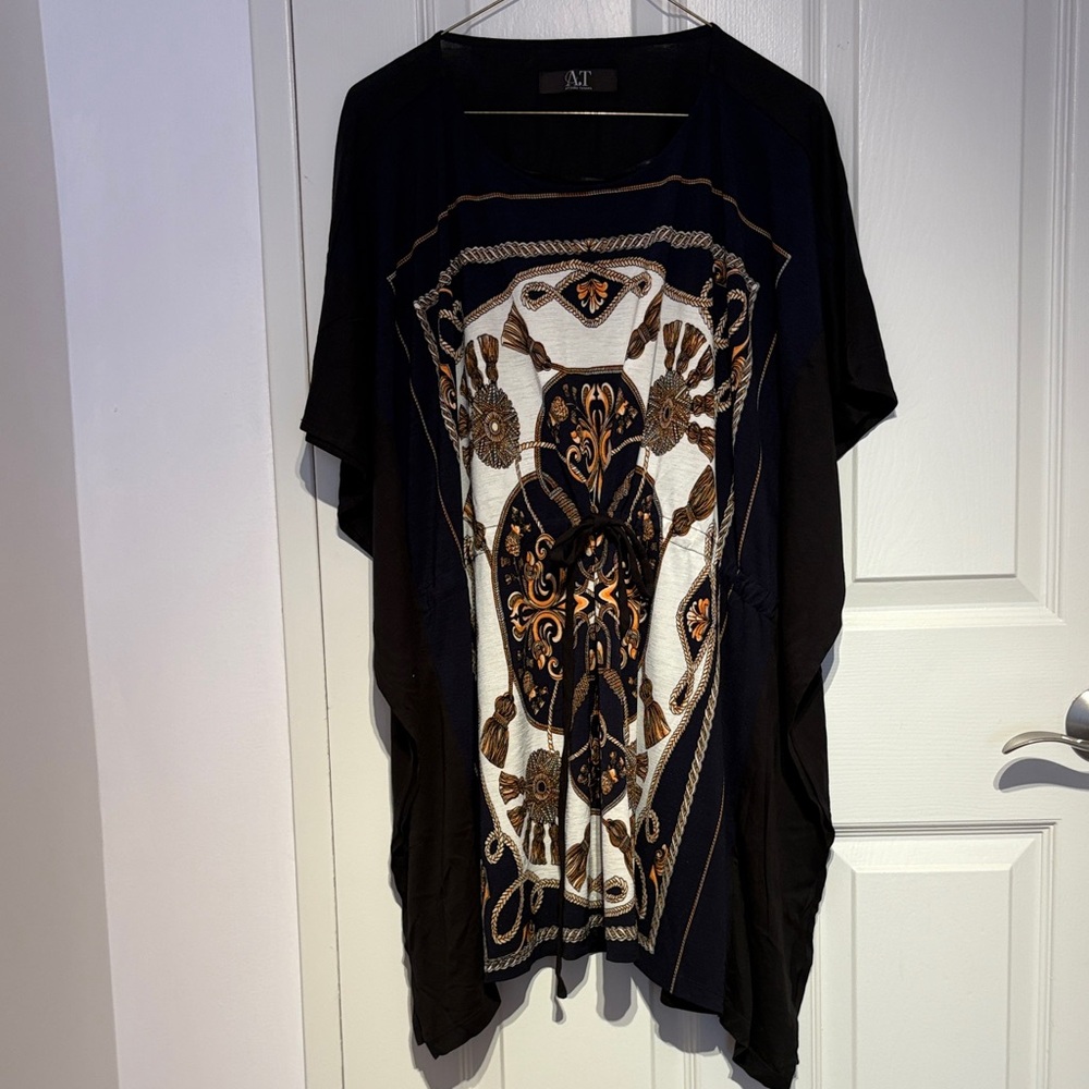 Elegant Black and Brown Tunic Top